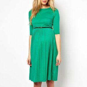 ASOS Green Pleated Maternity Dress